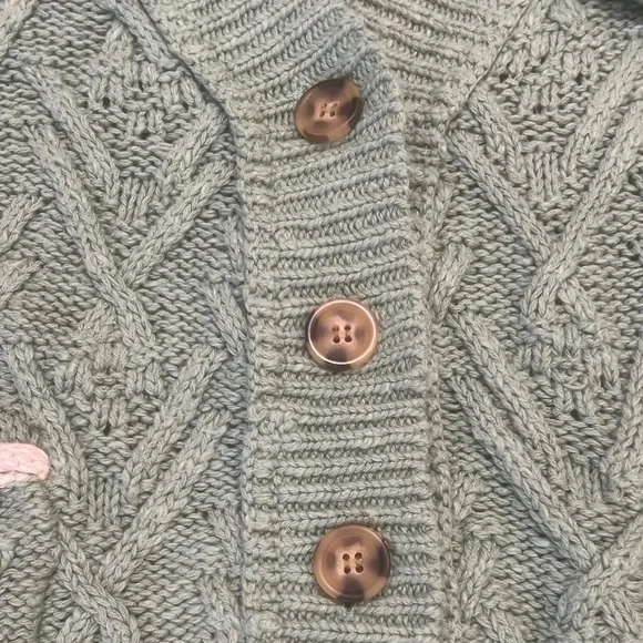 Free People Montana Cable Oversized Mint Green Knit Cardigan Size XS - Picture 4 of 8